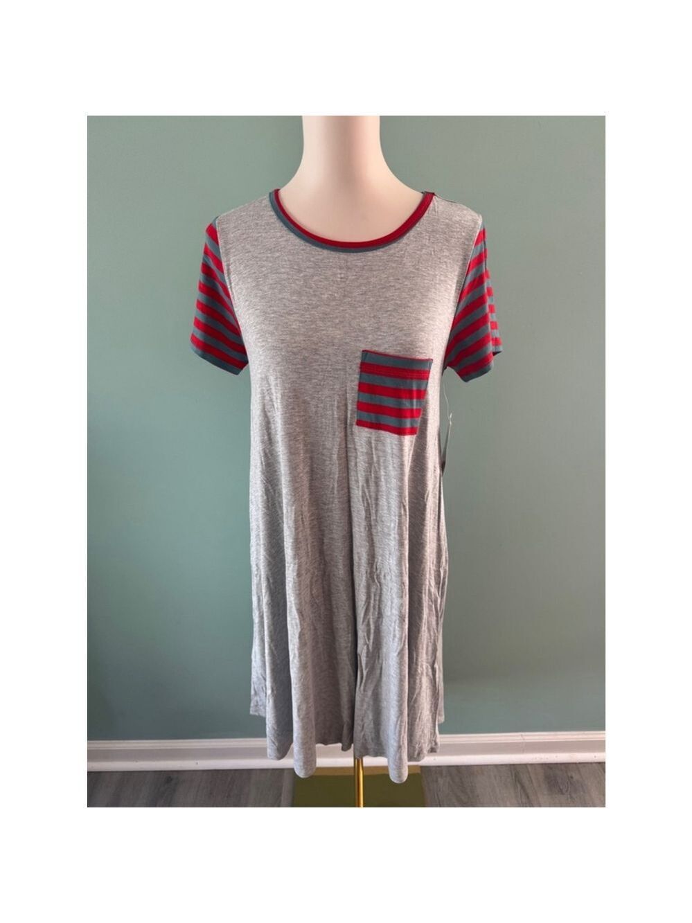 Women's LuLaRoe Carly Dress XS Gray Red